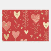 Valentine heart floral wrapping paper ラッピングペーパーシート (正面2)