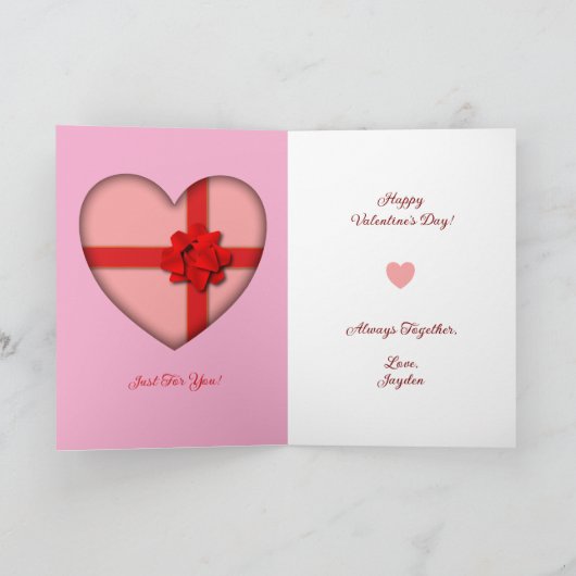 Valentine Heart Folded Greeting Card カード (内部)