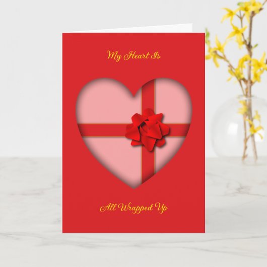 Valentine Heart Folded Greeting Card カード (黄色い花)