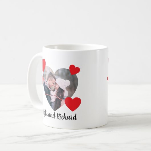 Valentine Heart Personalized Mug コーヒーマグカップ (正面左)