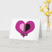 Valentine Heart Pink and Black Be Mine カード (黄色い花)