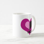 Valentine Heart Pink and Black Be Mine コーヒーマグカップ (正面右)