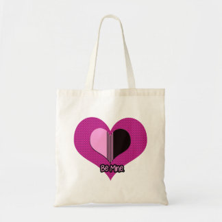 Valentine Heart Pink and Black Be Mine トートバッグ