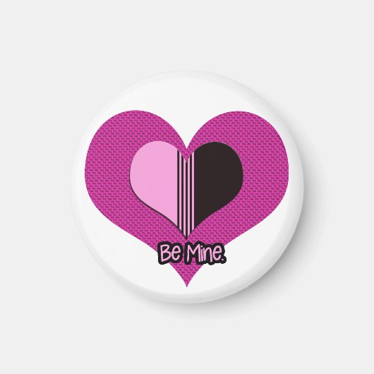 Valentine Heart Pink and Black Be Mine マグネット (正面)