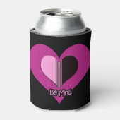 Valentine Heart Pink and Black Be Mine 缶クーラー (缶正面)