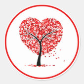 Valentine Heart Tree Floral Sticker  ラウンドシール (正面)
