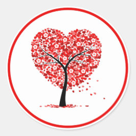 Valentine Heart Tree Floral Sticker  ラウンドシール