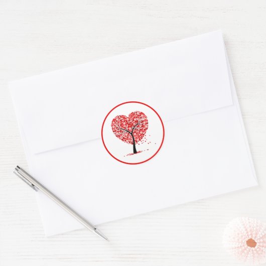 Valentine Heart Tree Floral Sticker  ラウンドシール (封筒)