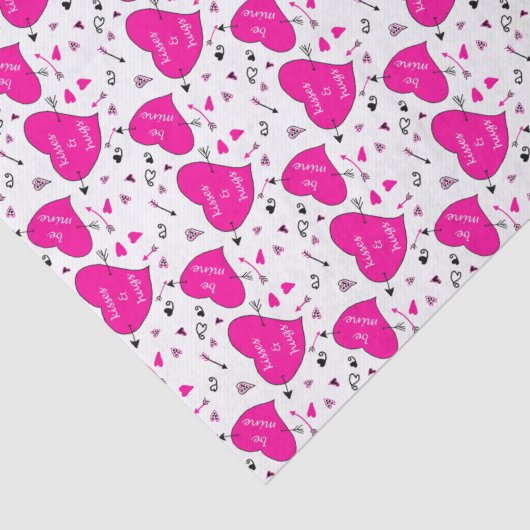Valentine Hearts and Arrows Pink Pattern 薄葉紙 (詳細)