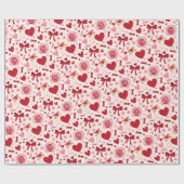 Valentine Hearts and Bows  ラッピングペーパー (フラット)
