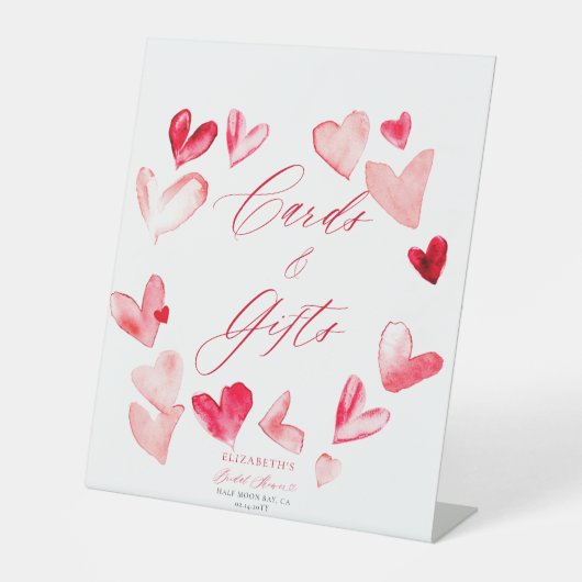 Valentine Hearts Bridal Shower Cards Gifts Sign 台座サイン (正面)