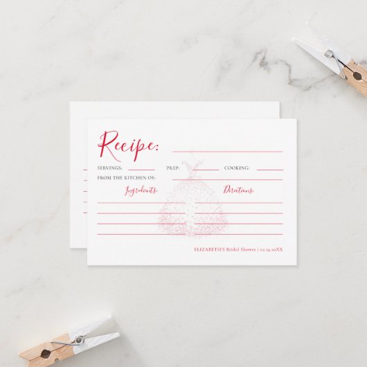 Valentine Hearts Dress Bridal Shower Recipe Card (正面/裏面インサイチュ)