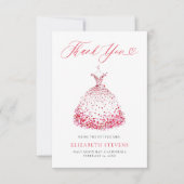 Valentine Hearts Dress Whimsical Art Bridal Shower サンキューカード (正面)
