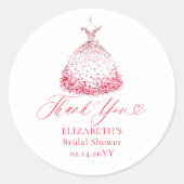 Valentine Hearts Love Garden Dress Bridal Shower ラウンドシール (正面)
