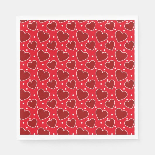 Valentine Hearts Paper Napkins スタンダードランチョンナプキン (正面)