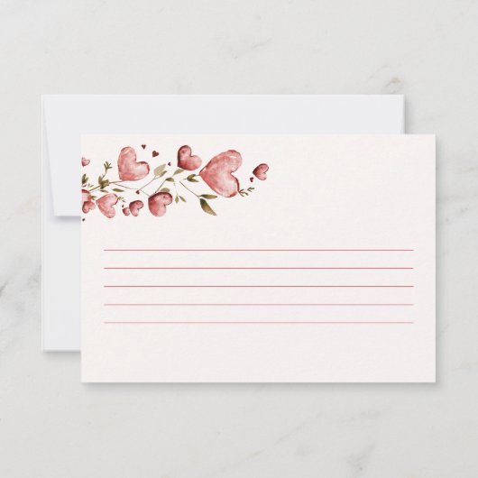 Valentine Hearts Vine Bridal Shower Recipe Card (裏面)