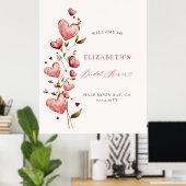 Valentine Hearts Vine Whimsy Bridal Shower Welcome ポスター (ホームオフィス)