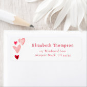 Valentine Hearts Whimsical Art Watercolor ラベル (インサイチュ)