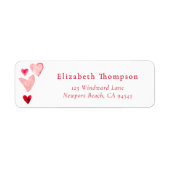 Valentine Hearts Whimsical Art Watercolor ラベル (正面)