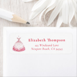 Valentine Hearts Whimsical Dress Watercolor ラベル