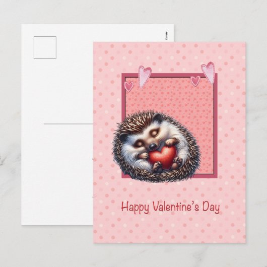 Valentine Hedgehog or Porcupine Card シーズンポストカード (正面/裏面)