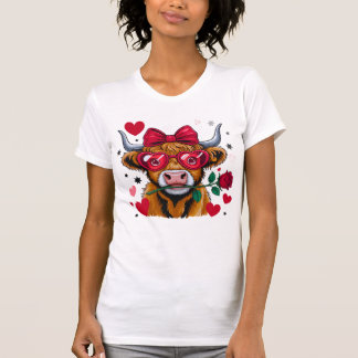 Valentine Highland Cow PNG Sublimation Des Tシャツ
