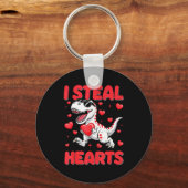 Valentine I Steal Hearts Trex Dino Toddler Kids Ba キーホルダー (正面)