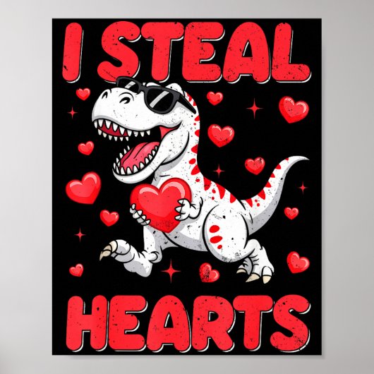 Valentine I Steal Hearts Trex Dino Toddler Kids Ba ポスター (正面)