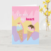 Valentine Ice Cream You Melt My Heart カード (黄色い花)