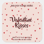 Valentine Kisses Candle Sticker Cute Hearts Design スクエアシール (正面)