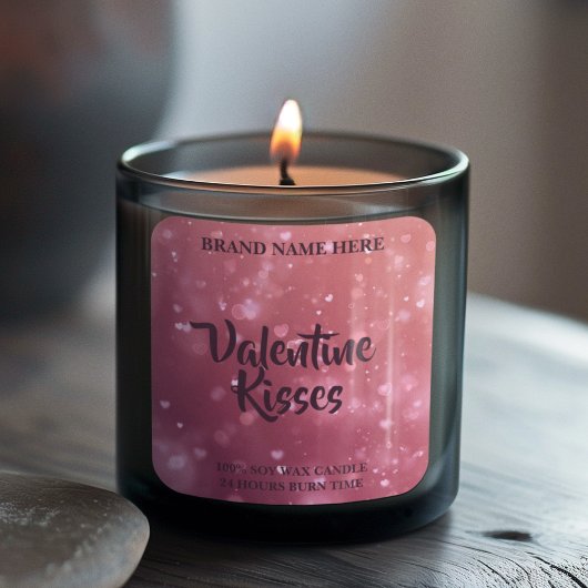 Valentine Kisses Chic Valentine Candle Sticker スクエアシール