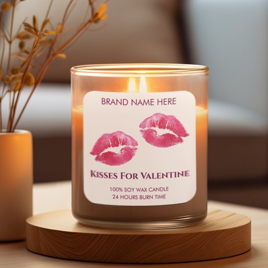 Valentine Kisses Custom Candle Sticker スクエアシール