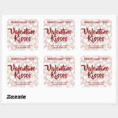 Valentine Kisses Custom Pink Candle Labels  スクエアシール (シート)