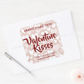Valentine Kisses Custom Pink Candle Labels  スクエアシール (封筒)