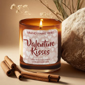 Valentine Kisses Custom Pink Candle Labels  スクエアシール
