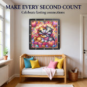 Valentine Kitten Hug Heart Wall スクエア壁時計