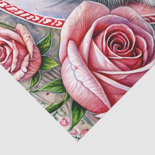 Valentine Kitten With Roses Tissue Paper 薄葉紙 (詳細)