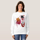 Valentine Knitted Cat PNG Clipart スウェットシャツ (正面フル)