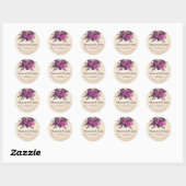 Valentine Kraft Paper Purple Roses Elegant Floral ラウンドシール (シート)