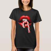 Valentine Lips Kisses Valentines Funny Candy Cane  Tシャツ (正面)