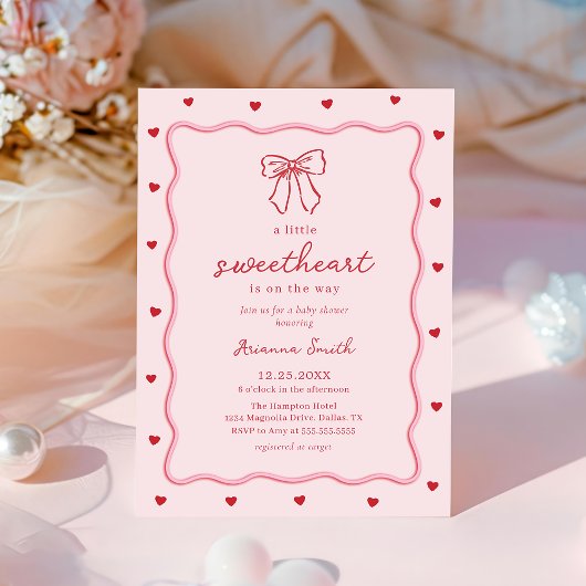 Valentine Little Sweetheart Baby Shower Invitation 招待状