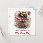  Valentine Love Bug on Blossoms Rose カード (正面/裏面インサイチュ)