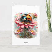  Valentine Love Bug on Blossoms Rose カード (裏面)