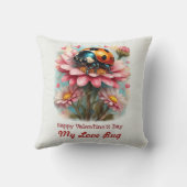  Valentine Love Bug on Blossoms Rose クッション (裏面)