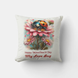  Valentine Love Bug on Blossoms Rose クッション