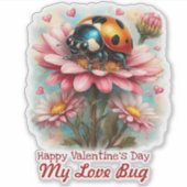  Valentine Love Bug on Blossoms Rose シール (正面)