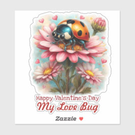  Valentine Love Bug on Blossoms Rose シール
