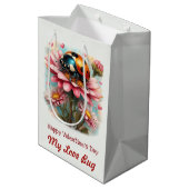  Valentine Love Bug on Blossoms Rose ミディアムペーパーバッグ (裏面アングル)