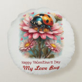  Valentine Love Bug on Blossoms Rose ラウンドクッション (裏面)