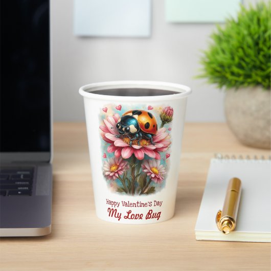  Valentine Love Bug on Blossoms Rose 紙コップ (インサイチュ)